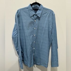 J.Crew Lightweight Slim-Fit Button-Down Shirt in Blue w/ Navy Lines - Men’s (L)